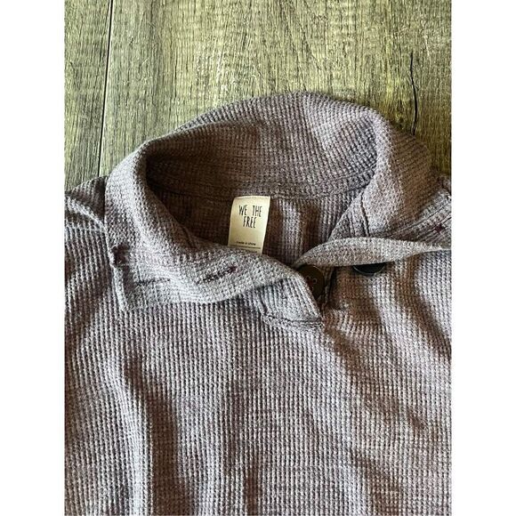 Free People We the Free Purple Waffle Knit Shirt Medium - Picture 2 of 4
